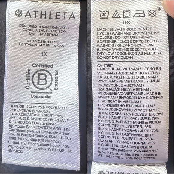 Athleta Skirt A Game 2 In 1 Crop Tight Skort Skirted Leggings Athletic Black 1X - Picture 10 of 12